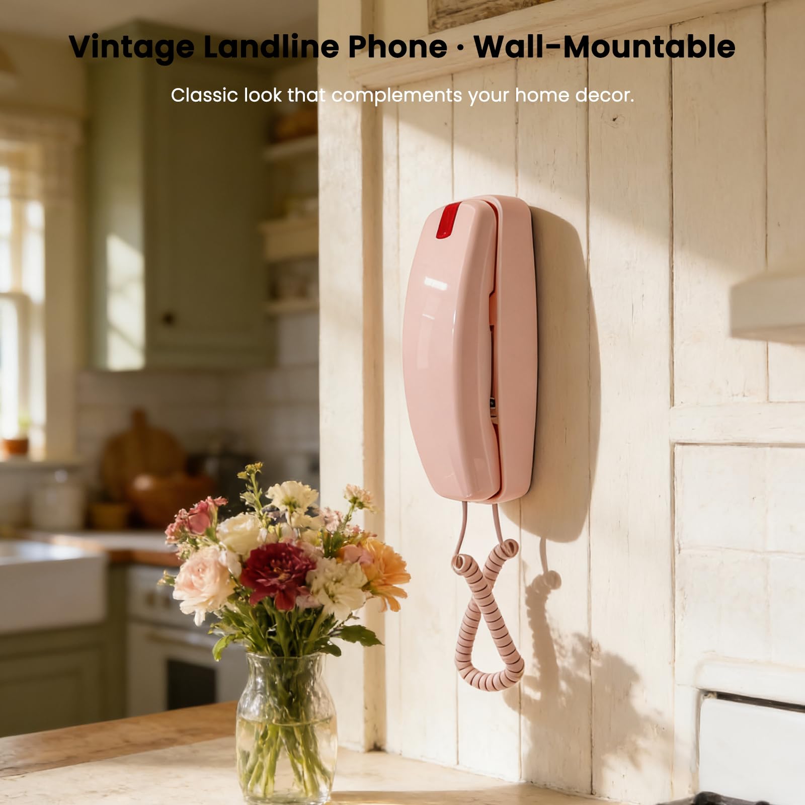 Telefony stacjonarne do domu, telefon przewodowy nie wymaga zasilania, telefon księżniczki w stylu vintage ma podświetlane przyciski, działa podczas przerw w dostawie prądu, regulacji głośności, retro