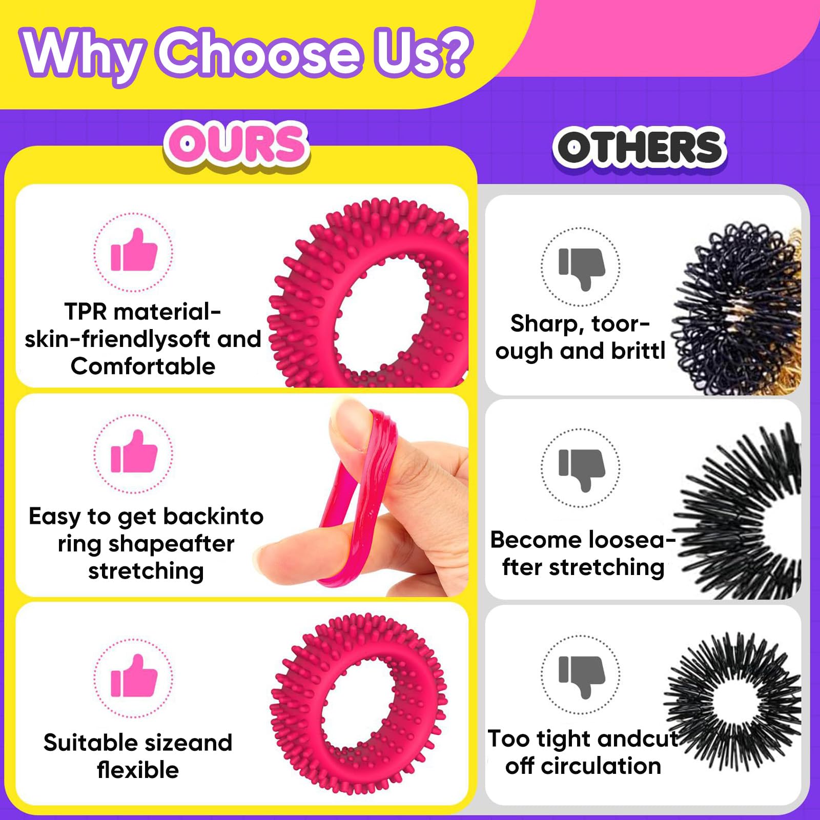 Fidget Toy Sensory Rings Adults, 12PCS Silent Fidget Toys for Anxiety Relief & Autism, Sensory Rings for Classroom Focus - Image 3