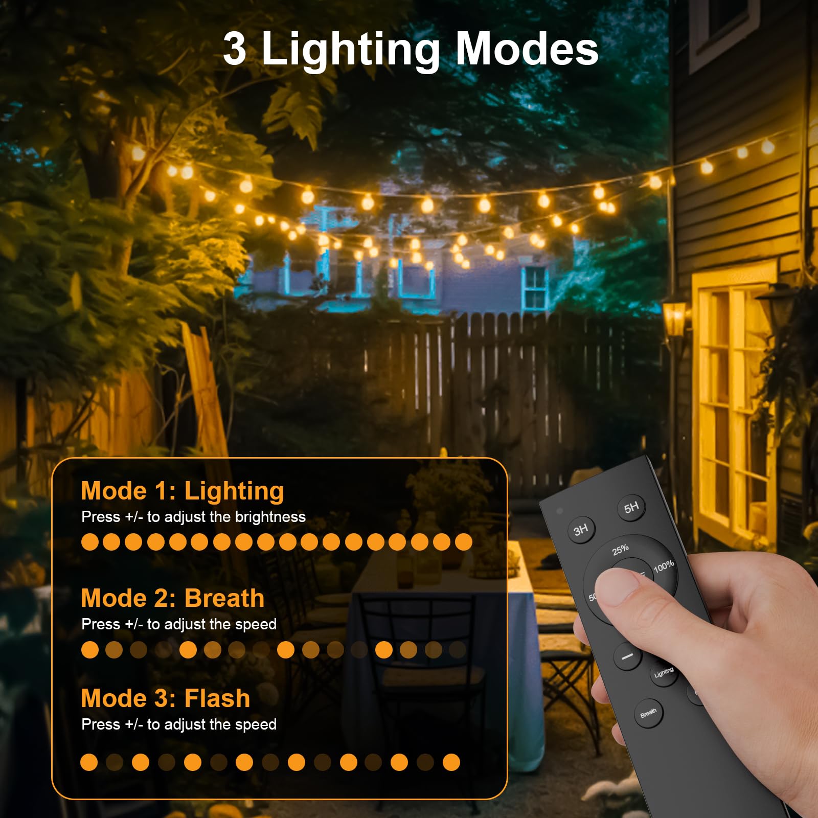 Catena Luminosa Esterno Dimmerabile 30M, Luci da Esterno Giardino G40 con Telecomando, 50+2 LED Lampadine Infrangibili, Impermeabile Catena Luci Esterno per Terrazzo Bistrot