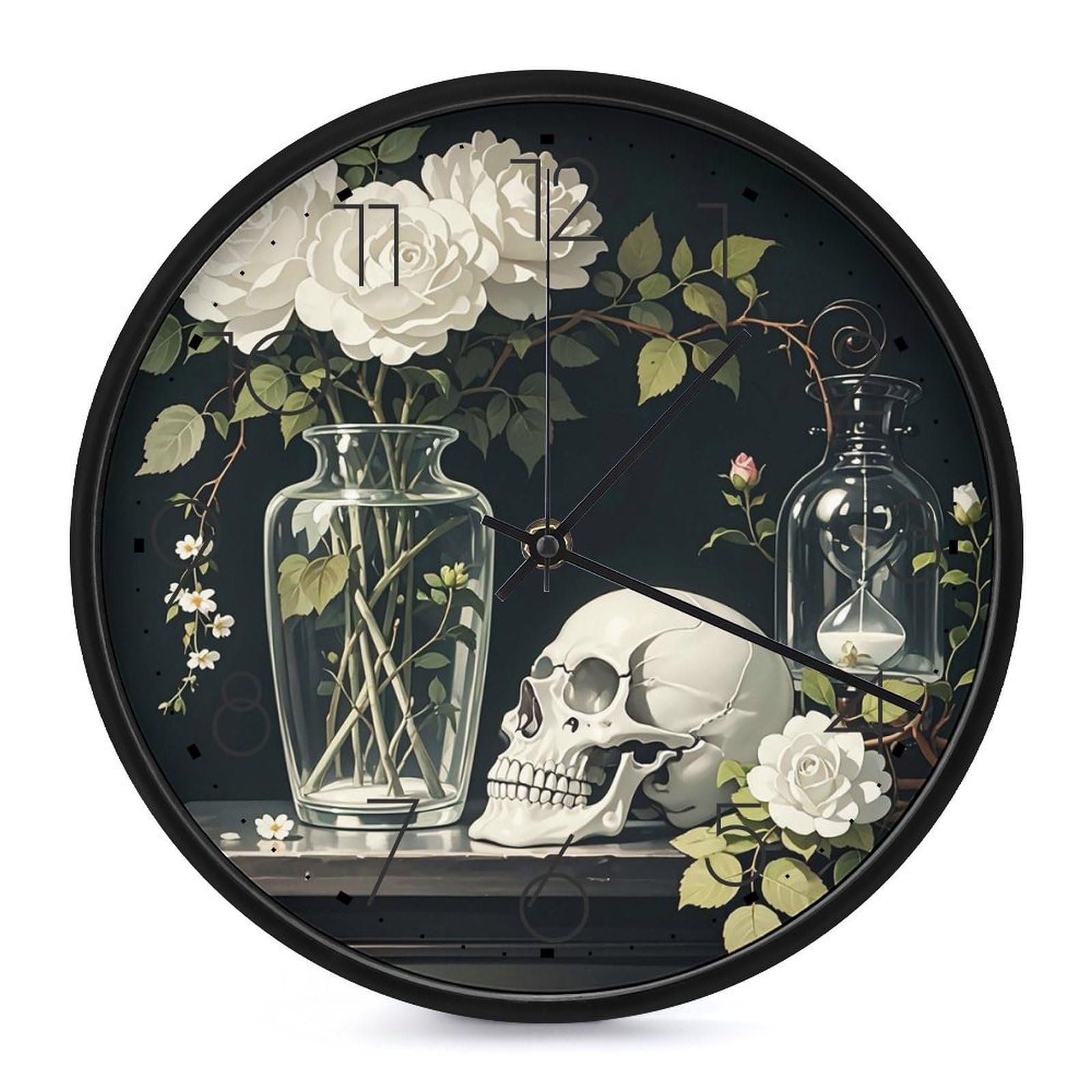 DWVTSLH Gothic Room Decoration Wall Clock 10 Inch Silent Non-Ticking Modern Clocks Battery Operated - Decorative Wall Clocks for Bedroom Living Room Kitchen Office Wall Decor Gift Idea