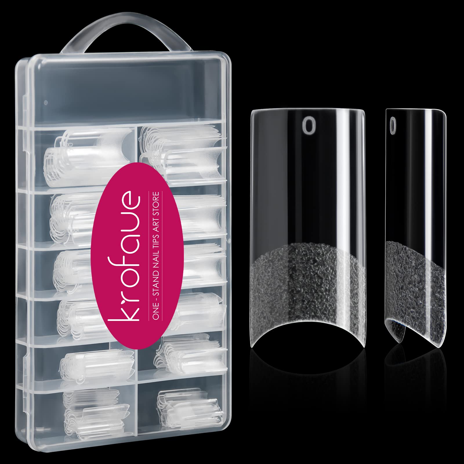 krofaue240PCS Clear Nail Tips Square Nail Tips 12 Sizes Soft Gel Nail Tips C Curve Nail Tips Medium Length Half Cover Nail Tips Acrylic Nails Tips with Clear Box for Nail Tips Art Salon Home DIY
