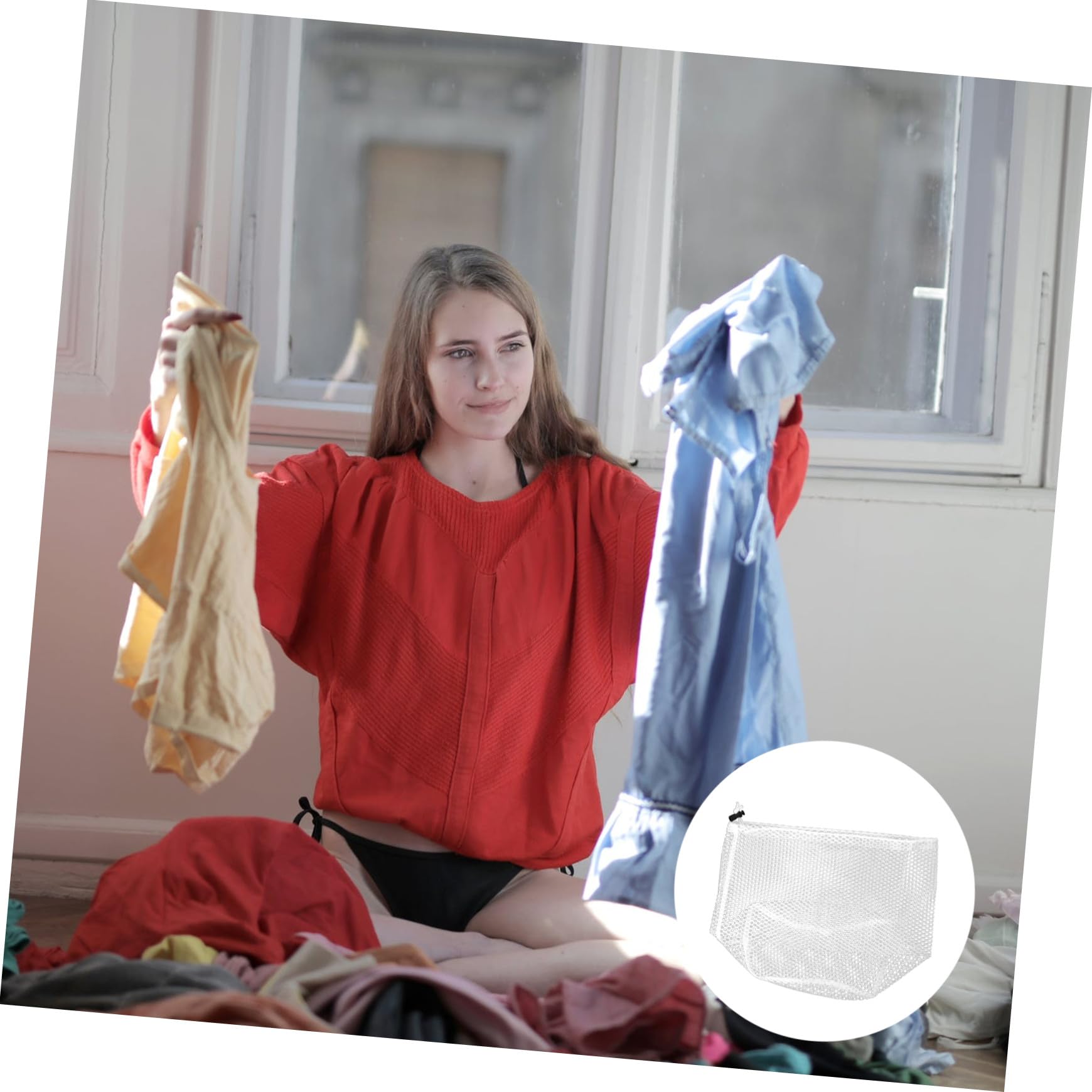 Wäschebeutel aus Netzgewebe mit Kordelzug 5 Stück, Polyester
