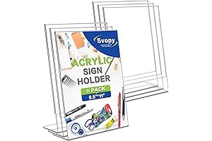 Desktop Flyer Display Stand, 6-Pack Acrylic Sign Stand Holders for 8.5" x11"