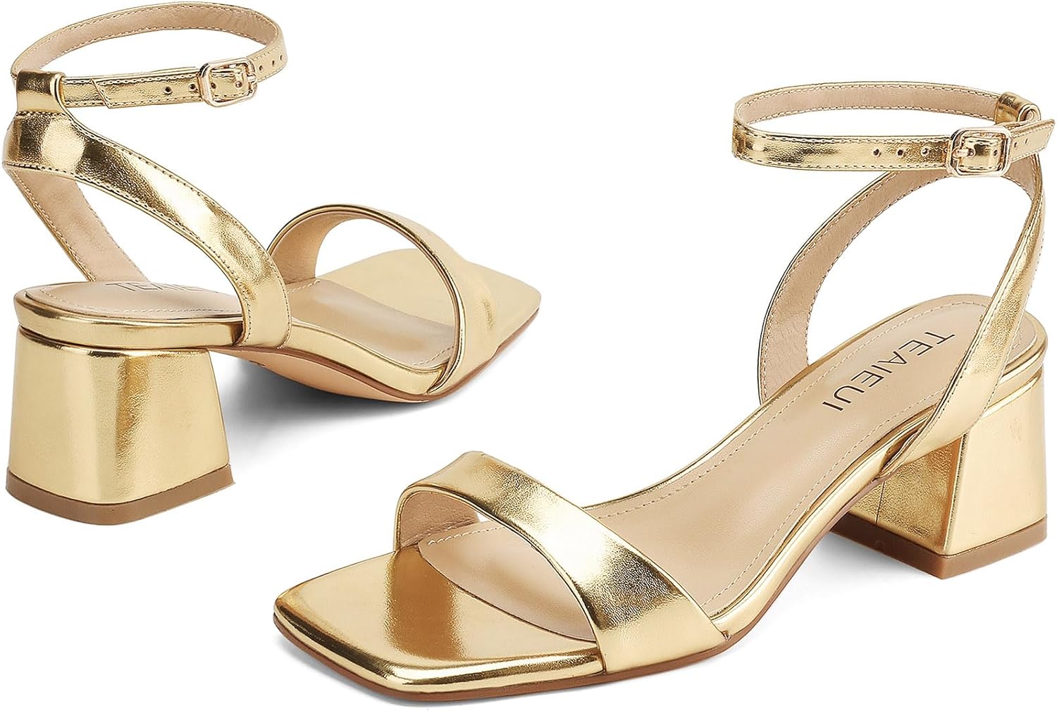 Women's Heeled Sandals Strappy Low Block Heels Chunky for Women Comfortable Ankle Strap Open Toe Party Wedding Dress Shoes for Women Dressy - Image 5