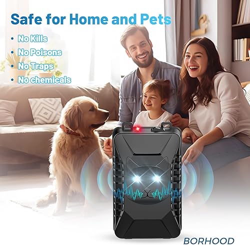 Miniatura 5 de Repelente ultrasónico de roedores, paquete de 2 unidades, ratón, rata, plaga, ardillas, repelente de zorrillas para automóvil con batería debajo del