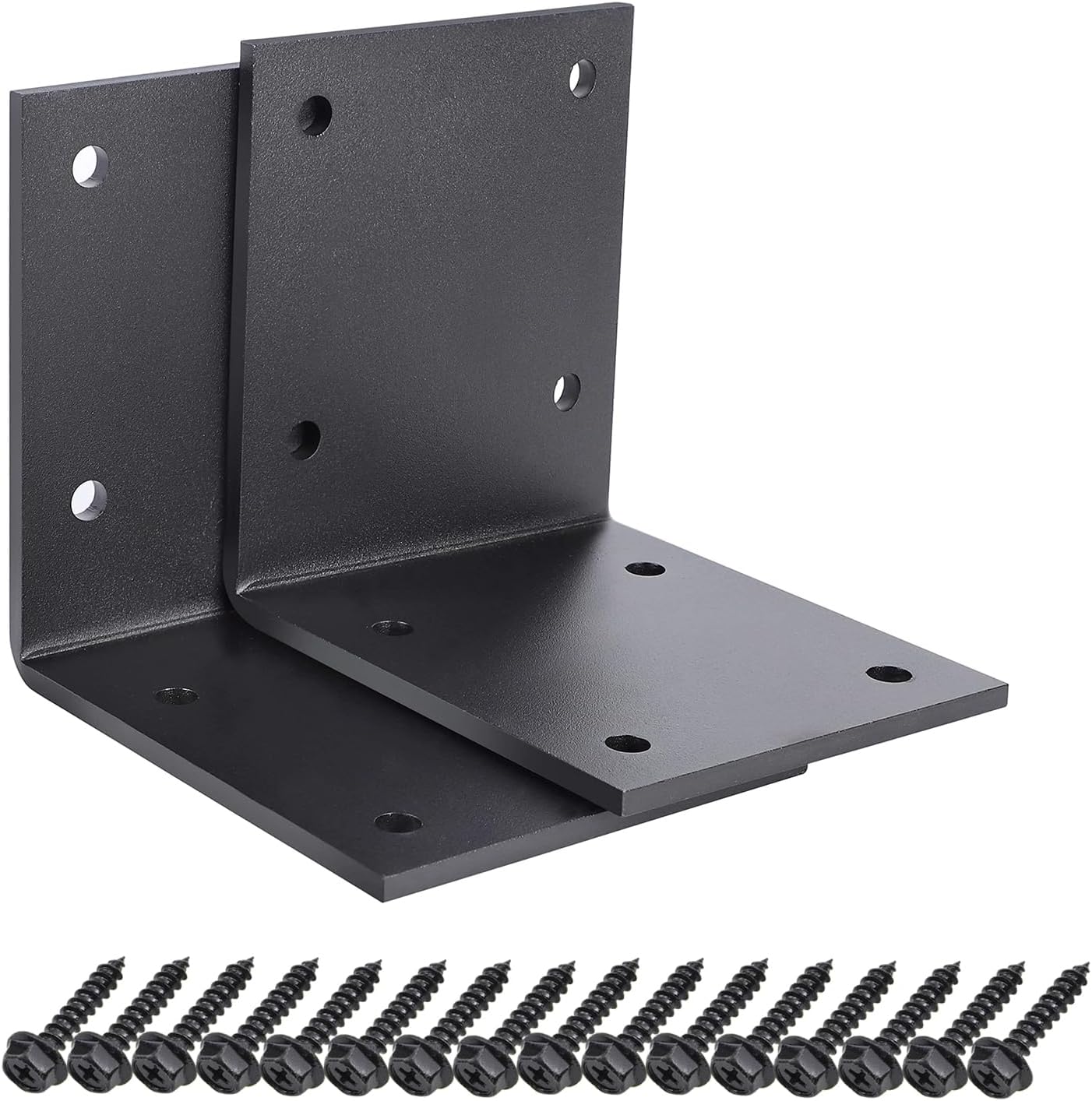 2 PCS 6" X 6" L Brackets Heavy Duty - 90 Degree Bracket for 6" Post, Corner Brace, 1/4" Thickness Wood Post Bracket Screws Included, Fireplace Mantel Countertop Support, Max Load 300 lbs
