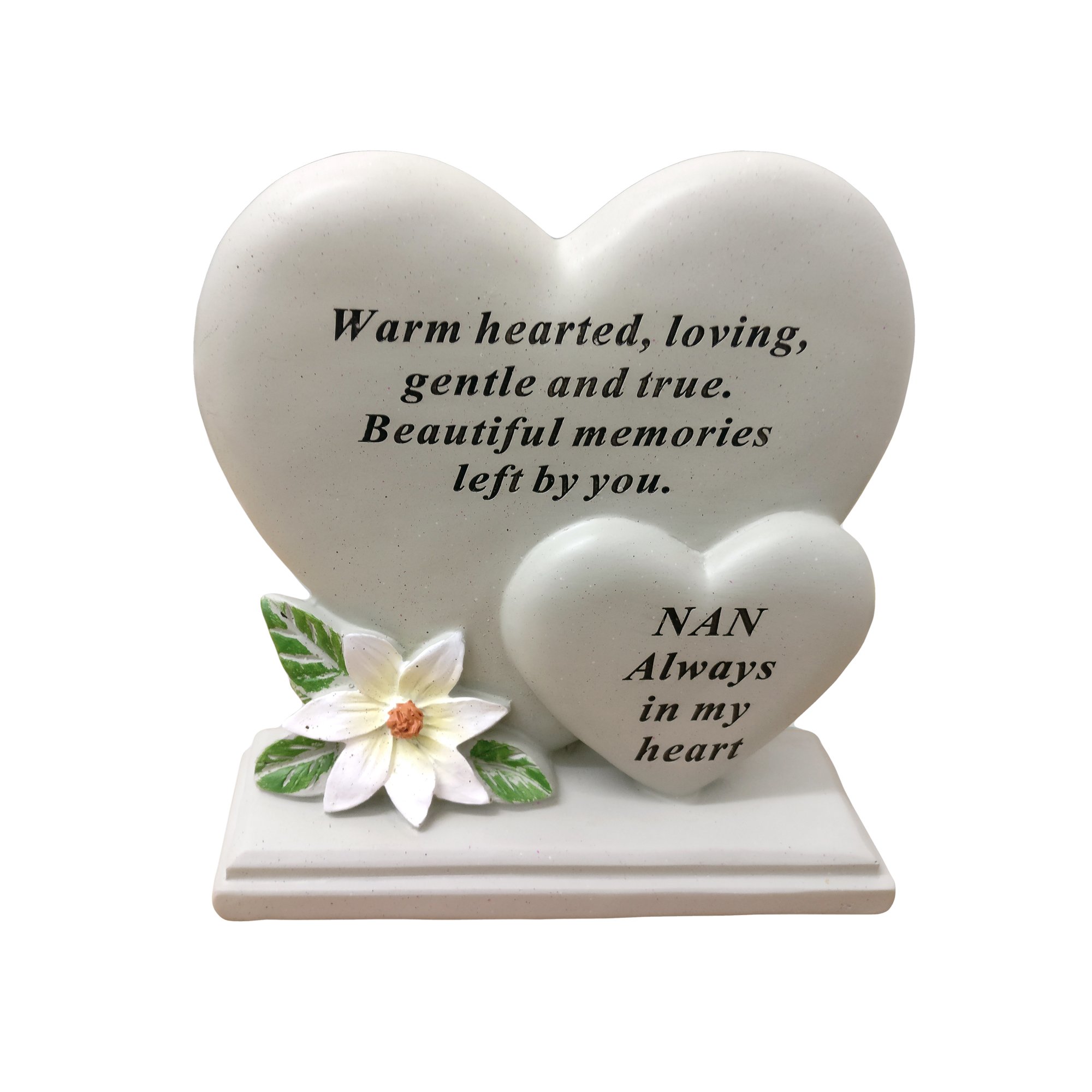 David Fischhoff Nan Double Heart Plaque, Poly Resin, Cream, 17.5 x 5.5 x 19 cm
