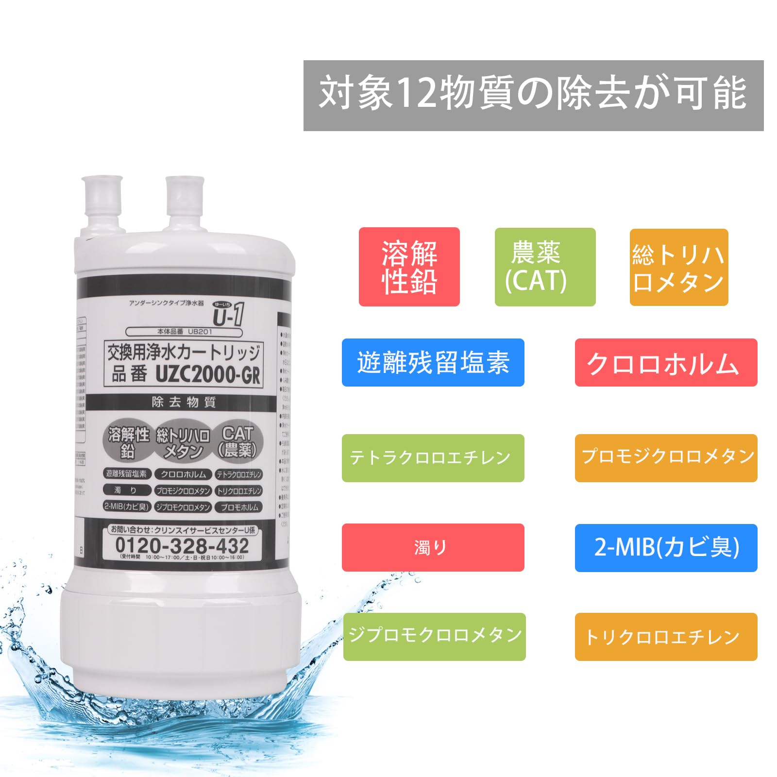 Amazon | Sparkio UZC2000-GR 交換用浄水カートリッジ 12物質除去 高