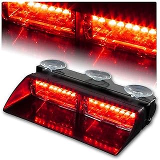 LED Emergency Warning Light 16 LED High Intensity Windshield Hazard Warning Flashing Strobe Law Enforcement Interior Roof Dash Windshield Lamp Lights with Suction Cups for Car Truck Red