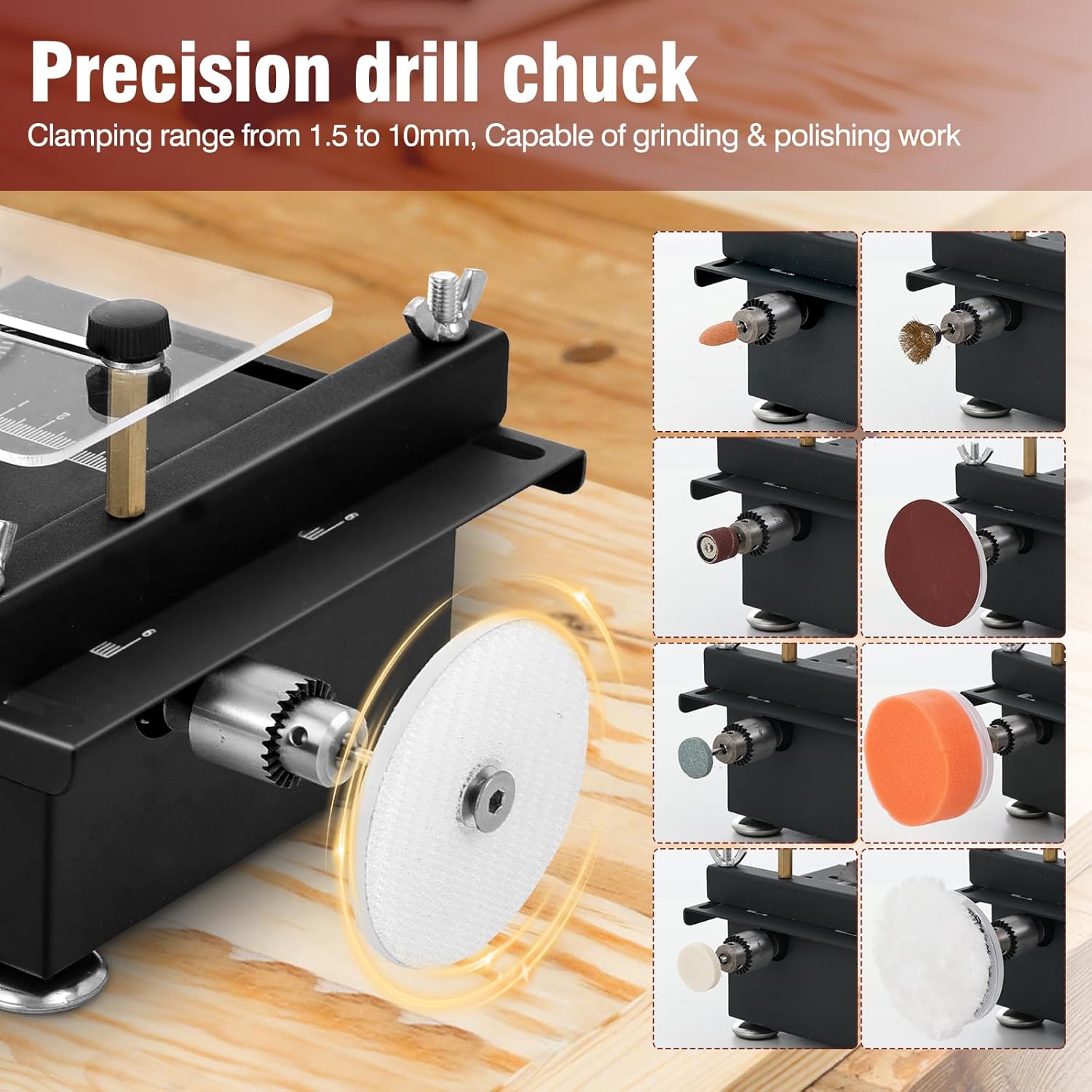 Mini Table Saw for Crafts, 0-90° Angle Adjustable Portable Table Saw, 100W Multi-Functional Small Table Saw, 0-15mm Adjustable Blade Height, Used for Polishing, Grinding, Carving, Drilling, DIY Design