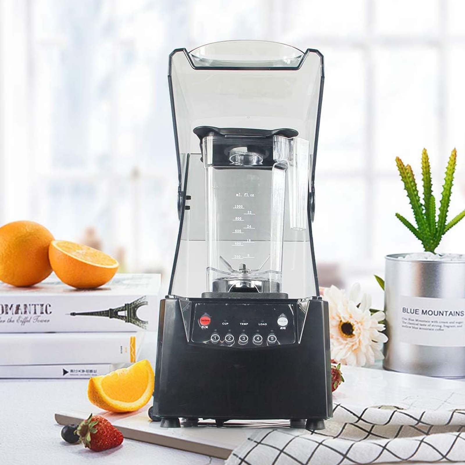 Komercyjny blender z osłoną dźwiękoszczelną, moc 2600 W, pojemność 0,48 Gal, 5 ustawień czasu, zdejmowane ostrza do smoothie, owoców, warzyw w kuchni lub restauracji
