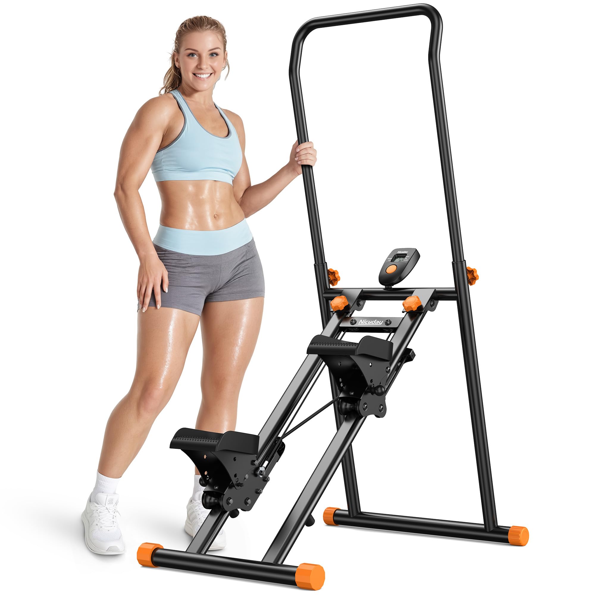 Niceday Stepper Machine for Home, Stair Climber with Extended 18IN Stride Length, Vertical Climber with Adjustable Handlebar & Pedals, Foldable Climber Workout Machine, 300LBS Loading Capacity