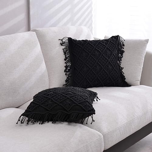 Miniatura 2 de Juego de 2 fundas de cojín decorativas, fundas de almohada tejidas de estilo bohemio para fiestas en casa, oficina y decoración al aire libre, funda