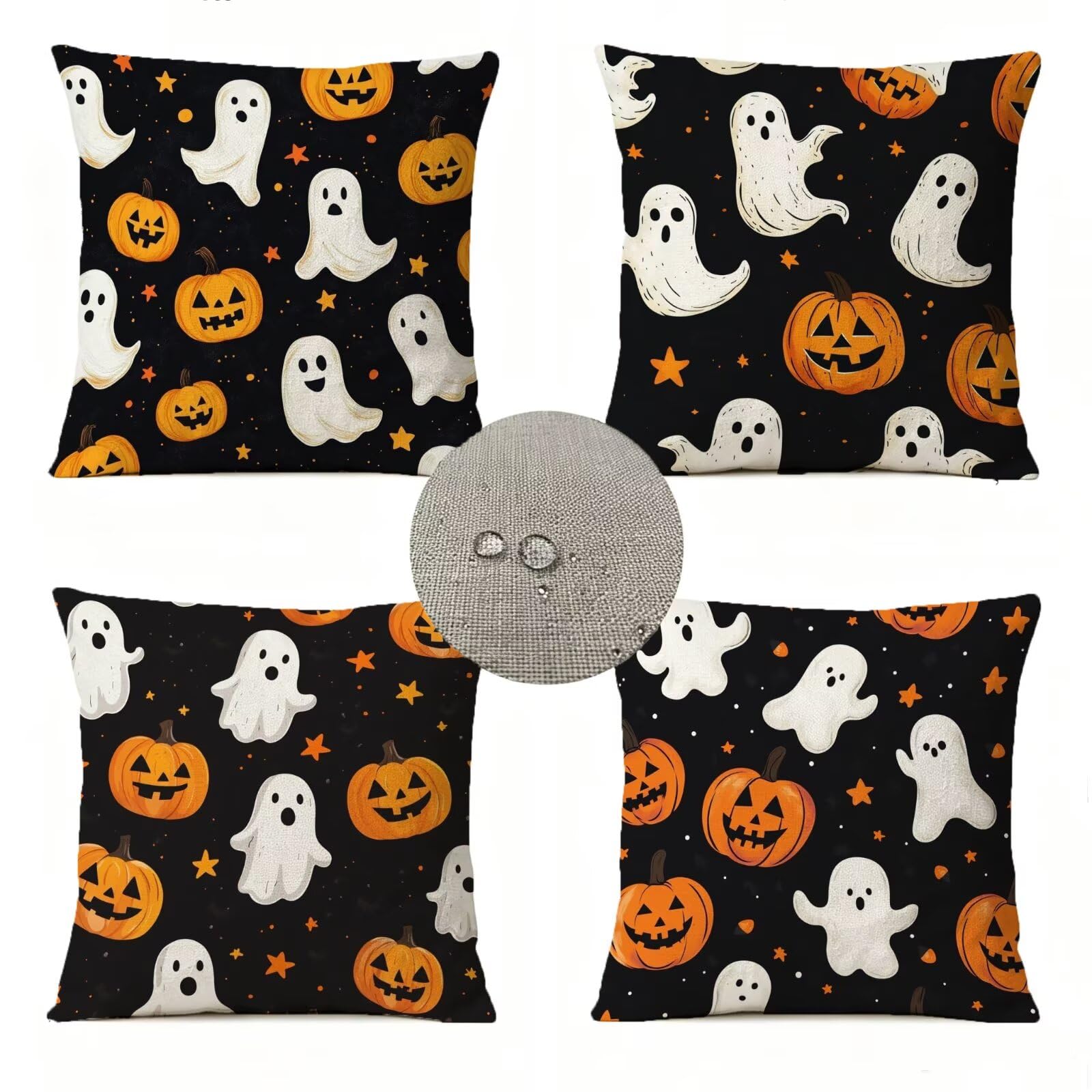Fundas de Cojines Calabaza Juego de 4 Lino Cojines Exterior 45x45cm GJ-96