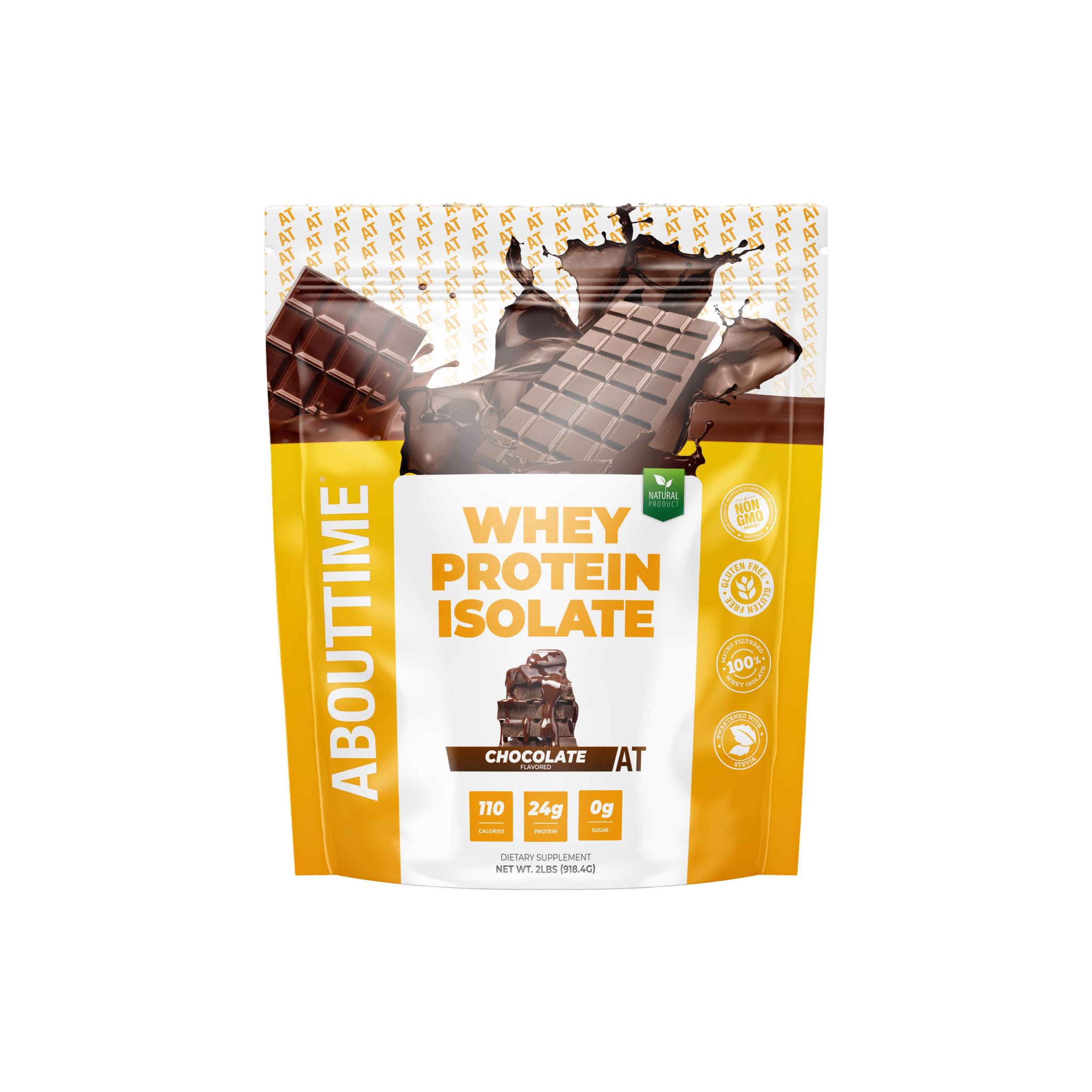 Proteína de suero aislada en polvo About Time, 24 g, sabor chocolate, ingredientes naturales, sin OMG, sin gluten, sin lactosa, sin azúcar, bajo en carbohidratos, 32 porciones