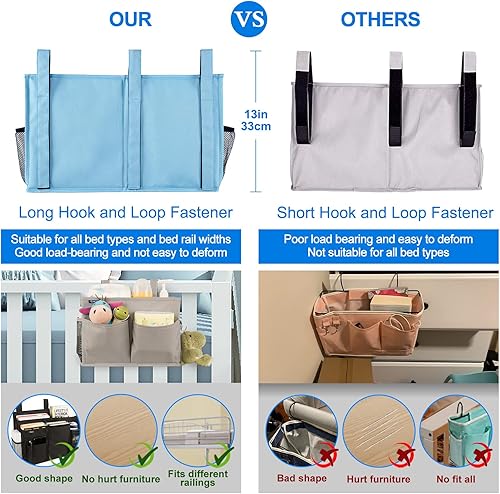 Miniatura 297 de Surblue - Organizador de cama colgante para mesita de noche, bolsa de almacenamiento, bolsillo para literas y camas de hospital, dormitorios Z-Zebra