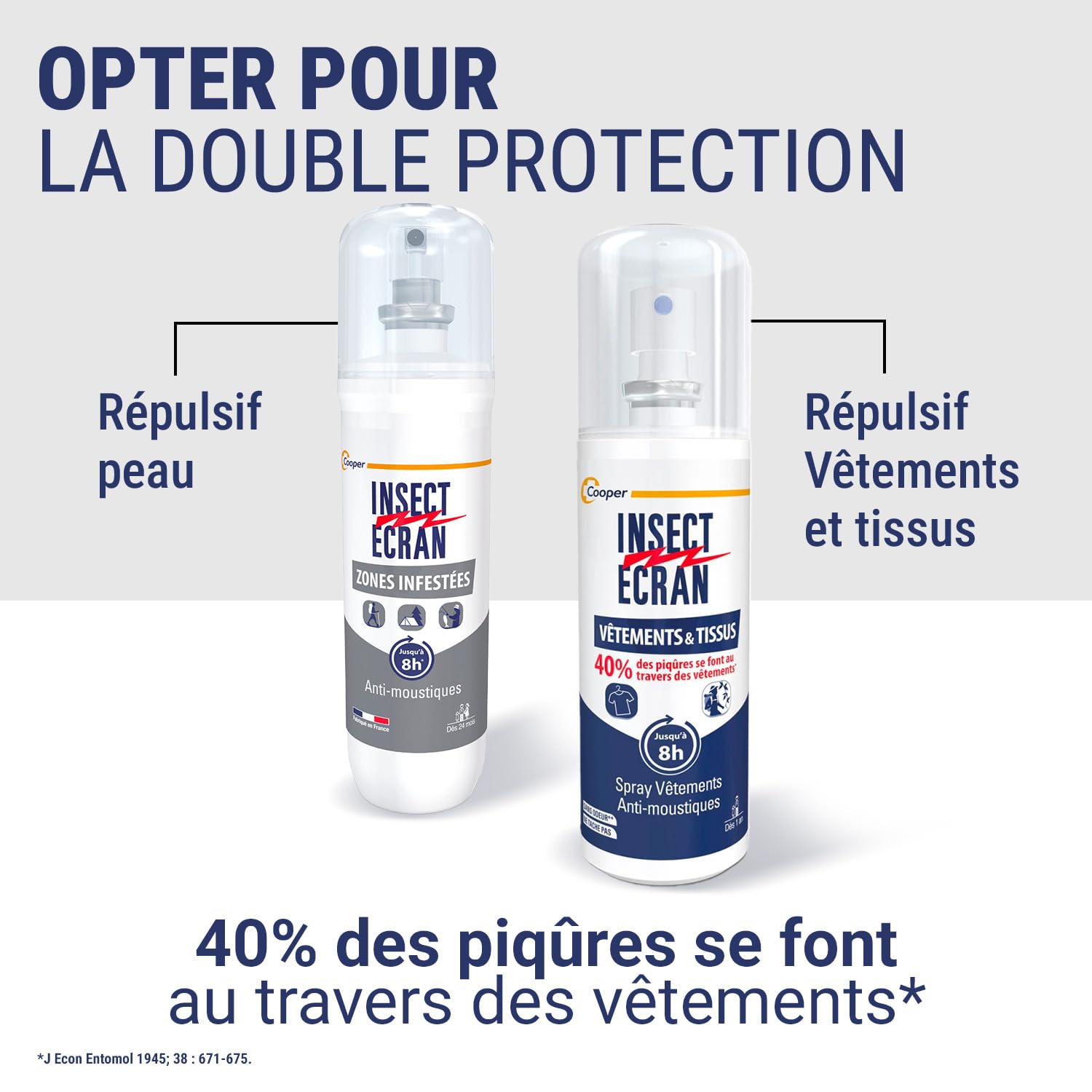 INSECT ECRAN - Spray Anti-Moustiques - Efficacité 8h - Protection contre les piqures de moustiques - Vêtements &Tissus - Sans odeur - Fabriqué en France - 100ml