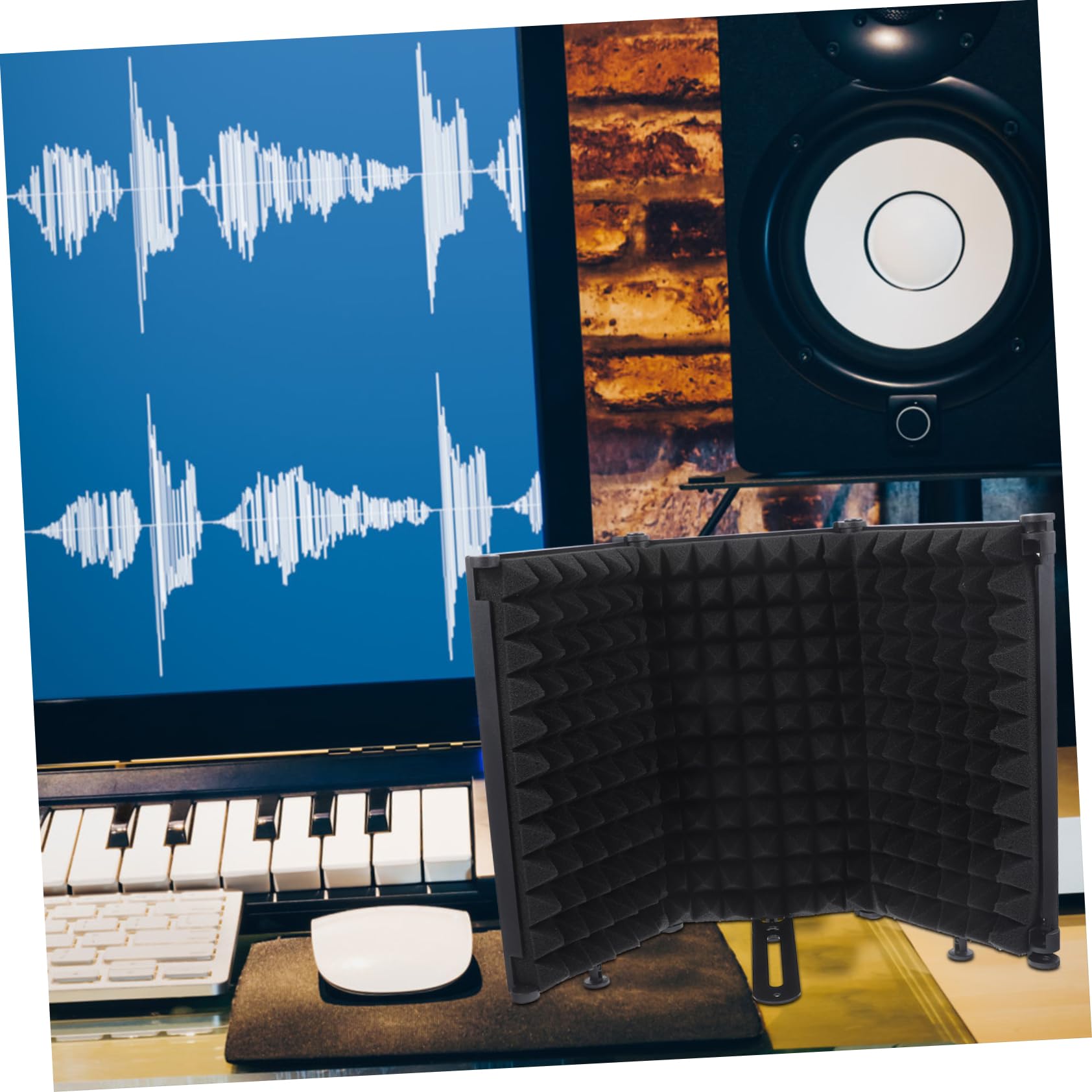 Filtre Anti-pop pour Microphone 1 Set, Écran à Trois Panneaux Noir