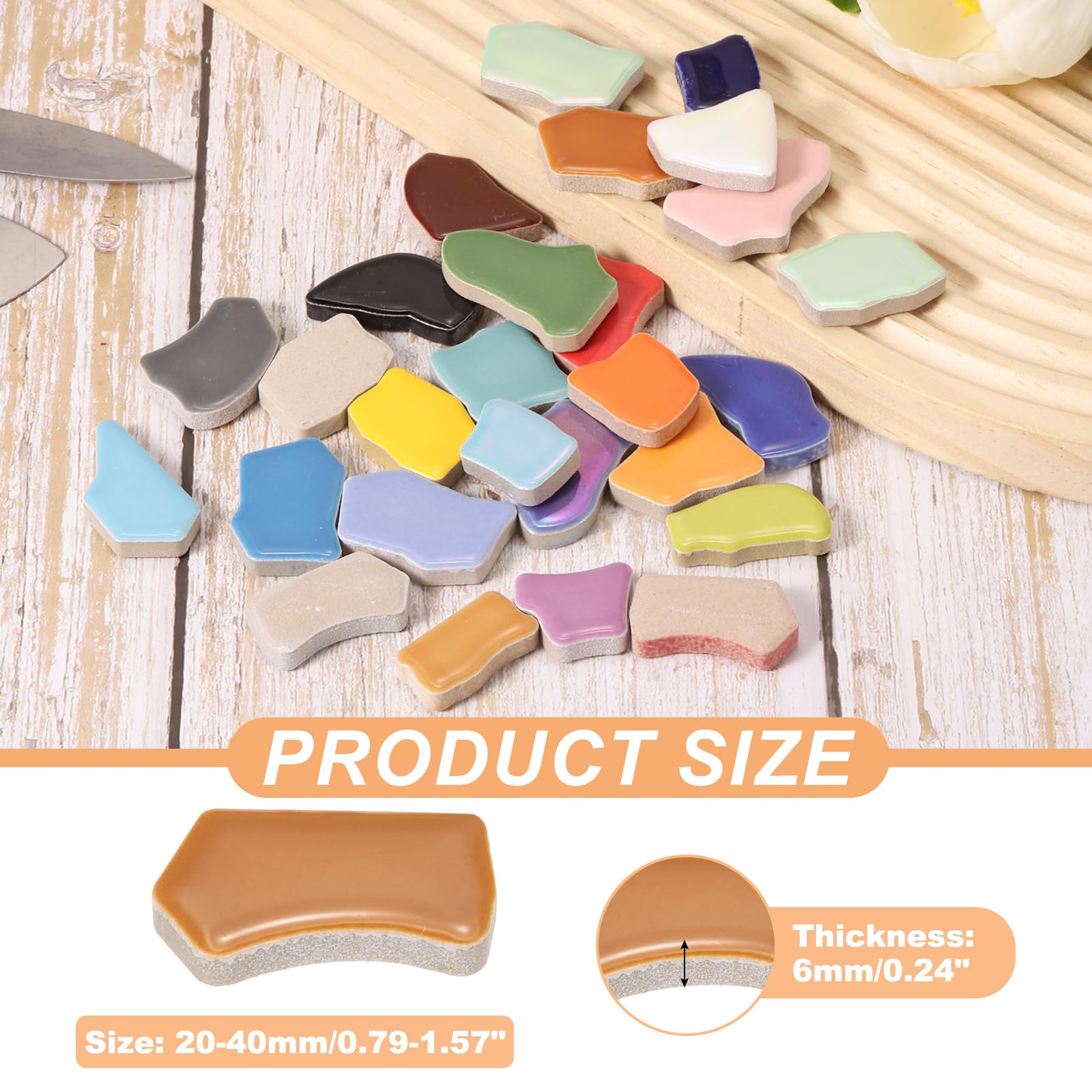 PATIKIL Piastrelle per mosaico irregolari in ceramica, 500 g, 2 - 4 cm, mosaico macchiato, pezzi di porcellana rotta, pietre sfuse per fai da te, artigianato, vasi, decorazione per la casa, marrone