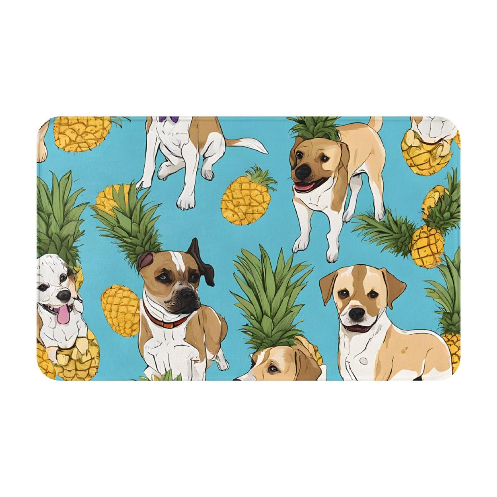 Chihuahua Dog Pineapple Print Living Room Bathroom Kitchen Anti Slip and Absorbent Carpet, Indoor Entrance Door Muddy Floor Mat, Ultra Soft Washable Carpet 21x31.5 Inches