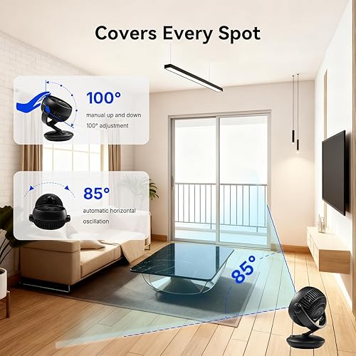 Miniatura 7 de Ventilador para dormitorio con control remoto, ventiladores de escritorio ultra silenciosos, con 3 modos, 8 velocidades, temporizador de 9 horas,