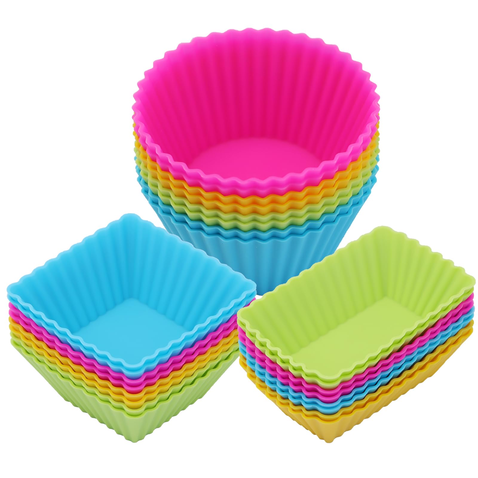 24Pack Silicone Muffin Baking Cups Cupcake Liners Lunch Box Bento Dividers