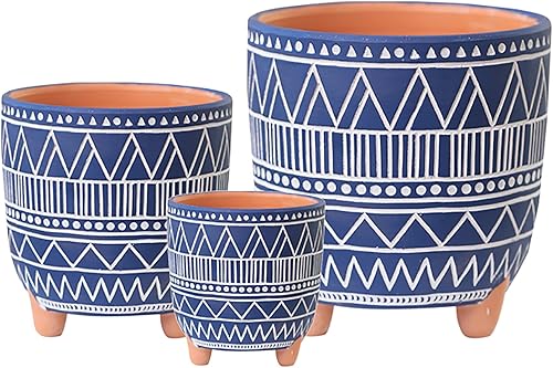 Paquete de 3 macetas de terracota, maceta moderna de interior con orificio de drenaje, macetas de terracota para plantas de interior, cactus,