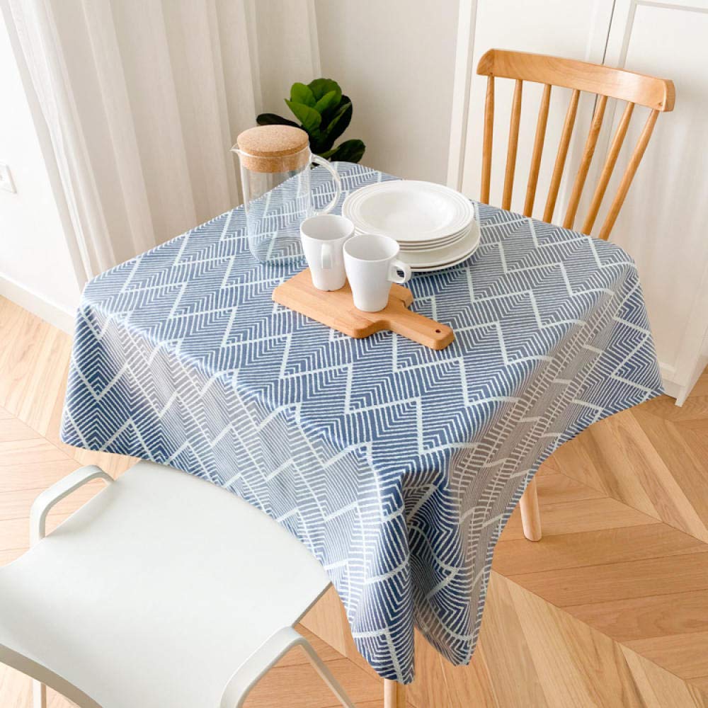 Abwaschbar Tischdecke Wasserabweisend Kratzfest Lotuseffekt Leinenoptik Tischtuch mit Pflegeleicht Fleckschutz Blau 130 × 200cm