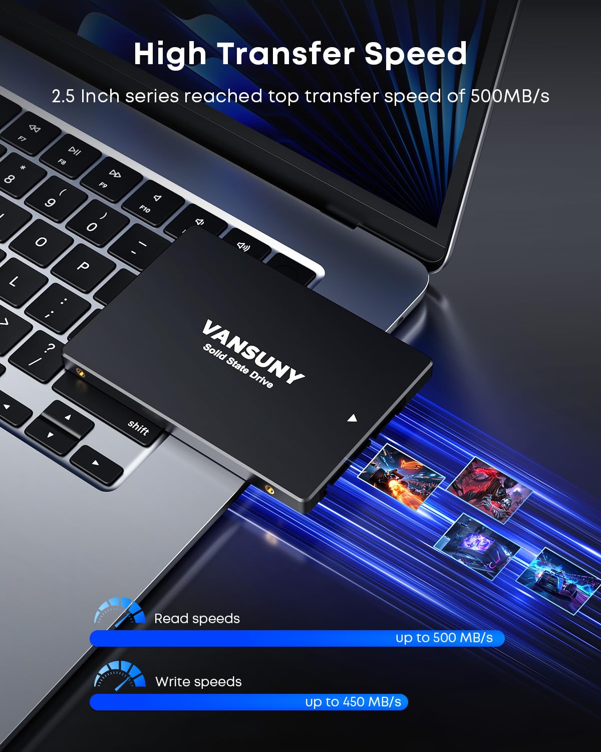Vansuny Disco Duro ssd 128 GB SSD SATA 2.5 SATA III 6 GB/s SSD Interno 128 GB 3D TLC NAND tecnología para actualización de PC o portátil Memoria y Memoria para Profesionales de TI/Creadores/Empresas