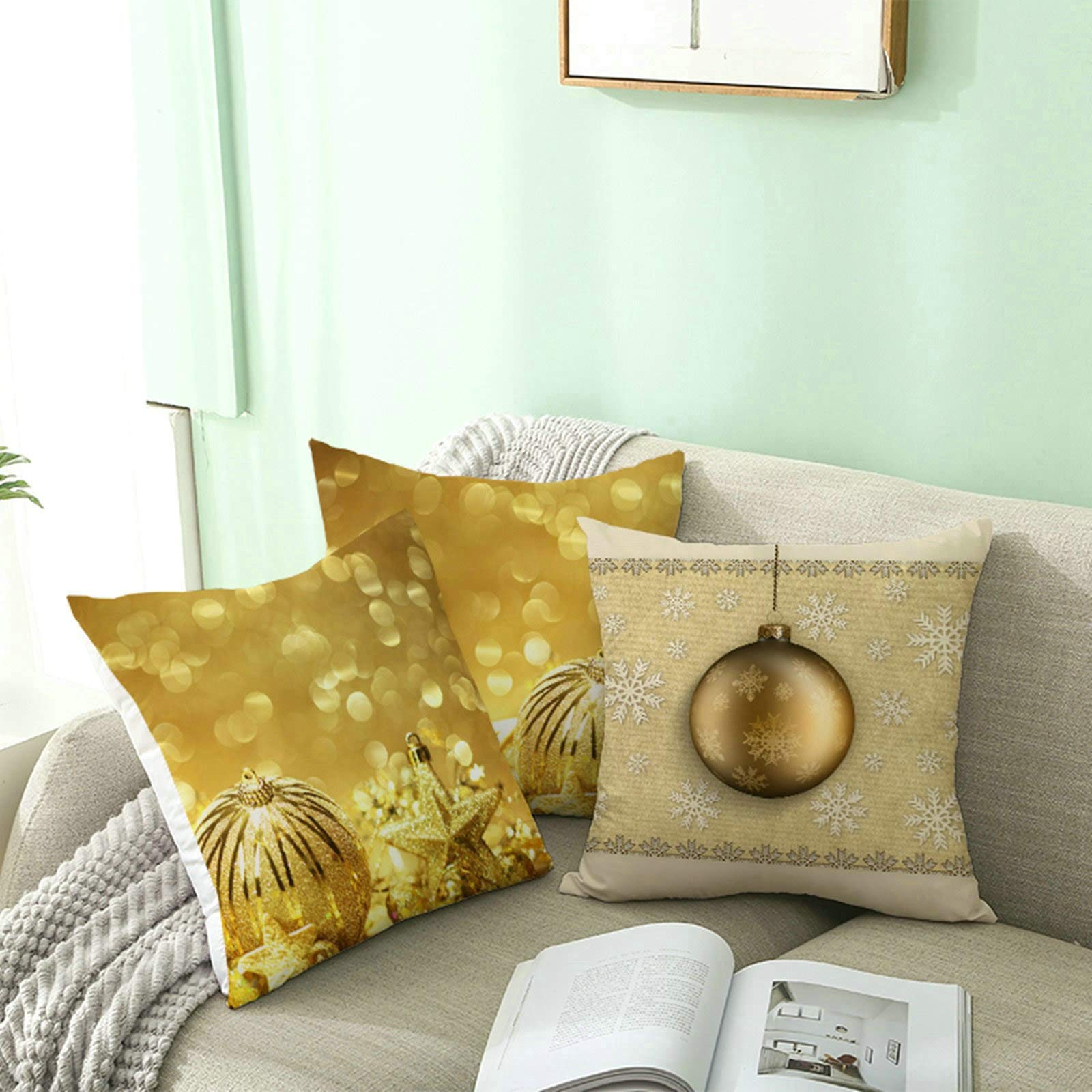 Set Di 4 Federe Per Cuscini Merry Christmas In Cotone E Lino Motivo Invernale Con Alce Castello E Pupazzo Di Neve Decorazione Per Divano Camera Da Letto Casa 45 X 45 Cm 90054783