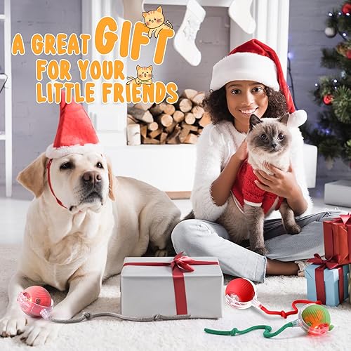 Miniatura 7 de Paquete de 6 bolas interactivas para gatos de 360, automática nueva bola rodante interactiva recargable para Navidad, regalos para gatos, perros,