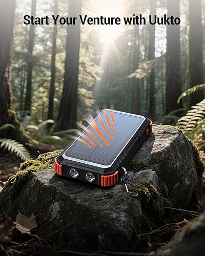 Miniatura 7 de Power-Bank-Cargador solar de 45800 mAh de carga rápida con 3 cables incorporados, linterna LED, batería externa portátil compatible con iPhone, y