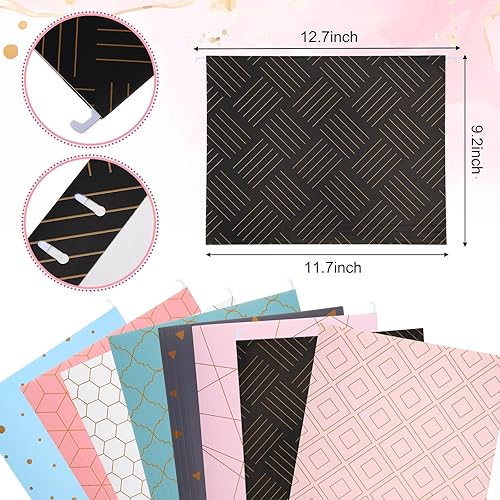 Miniatura 8 de Paquete económico de 32 carpetas de archivos, 8 bonitos diseños gráficos, incluyendo pestañas e insertos ajustables, tamaño carta, organizador