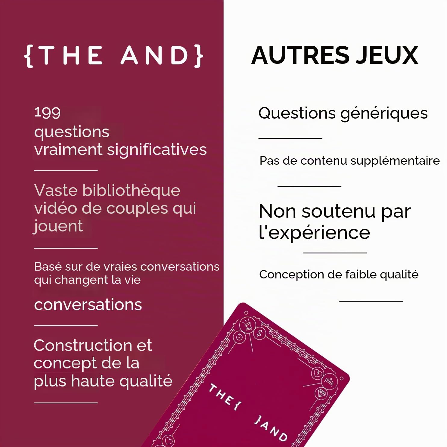 {THE AND} Édition à long terme pour couples – 199 cartes de conversation significatives pour couples – Questions pour reconnecter et approfondir les relations – Jeu de cartes pour couples pour
