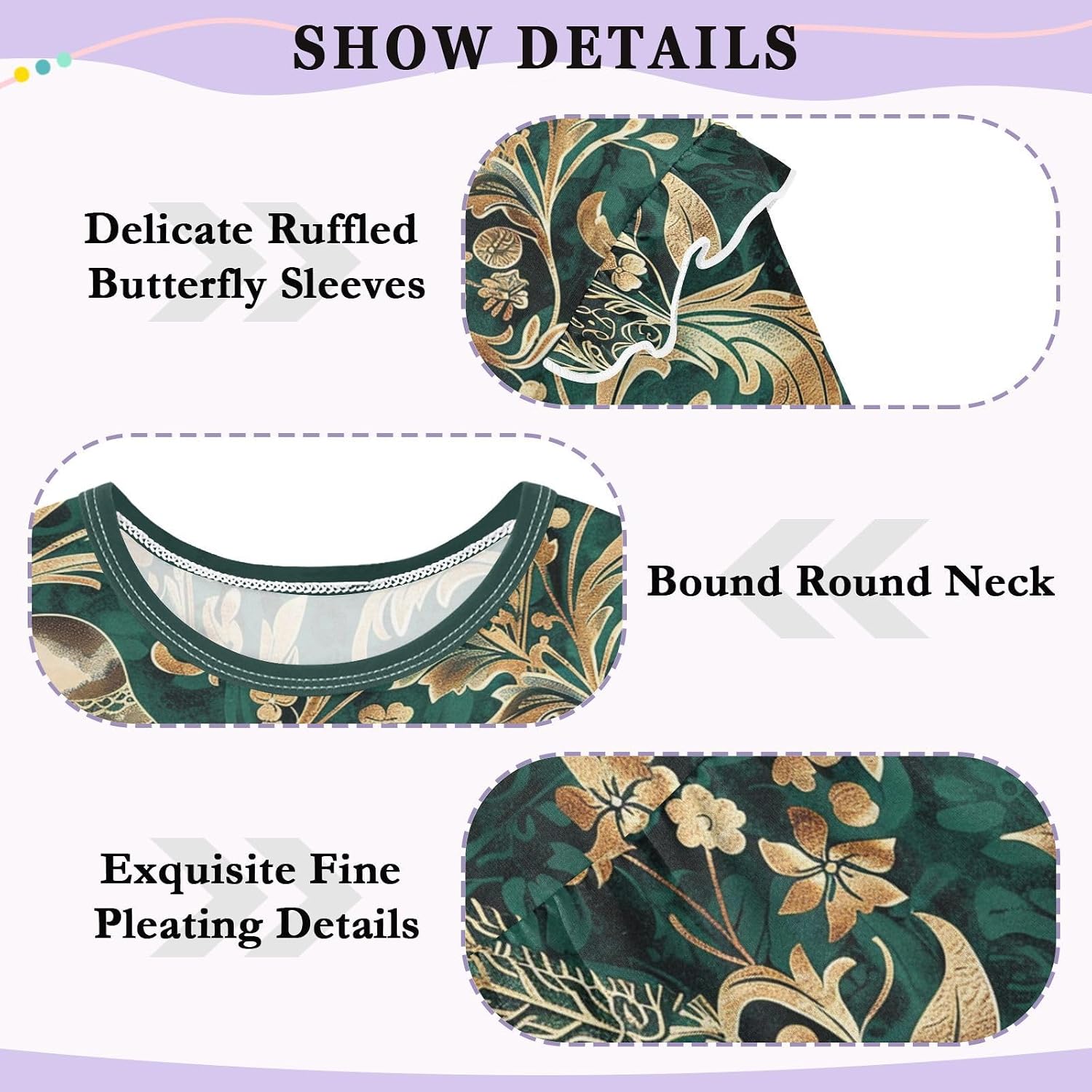 visesunny Toddler Clothes for Girls Metallic Leaf Bird Pattern Long Sleeve Fall Shirts Cotton Top with Ruffle Collar