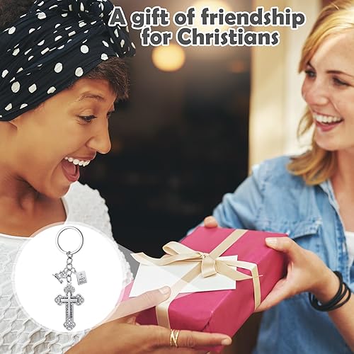 Miniatura 6 de Loetere 40 llaveros de cruz cristiana para Navidad, Jesús, sagrada Biblia, colgantes, llaveros de cruz, llaveros religiosos para cristianos,