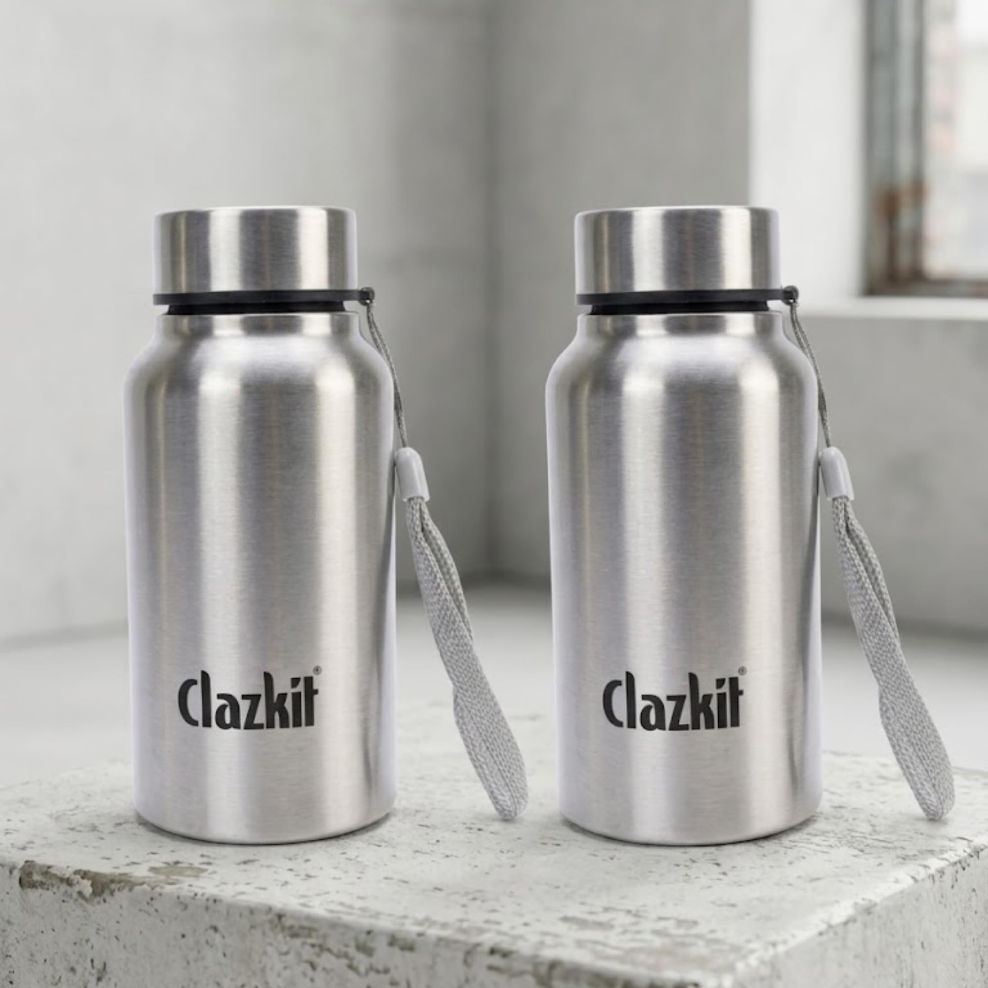 Clazkit Stainless Steel Water Bottle, 500 ml - Single-Walled, Spill-Proof, Food Grade Steel | Fridge, Office, School, Travel, Gym, Car (Silver) Pack Of 2-image-26