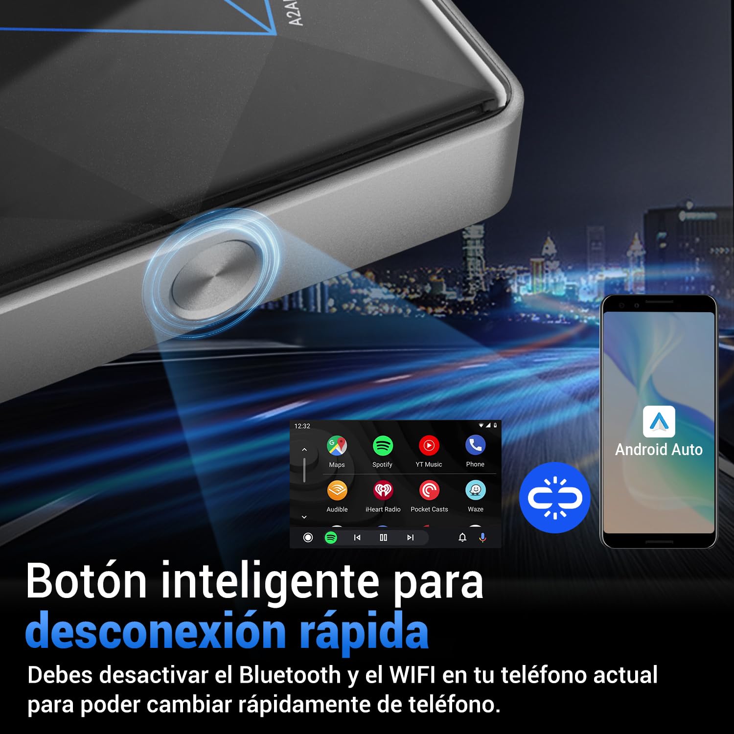 OTTOCAST Android Auto Inalámbrico Adaptador Wireless A2air Pro Adapter Inalambrico AA Dongle Sin Cable Conversor para Coches OEM Cableado Android Auto(año De Construcción: 2016-2024)