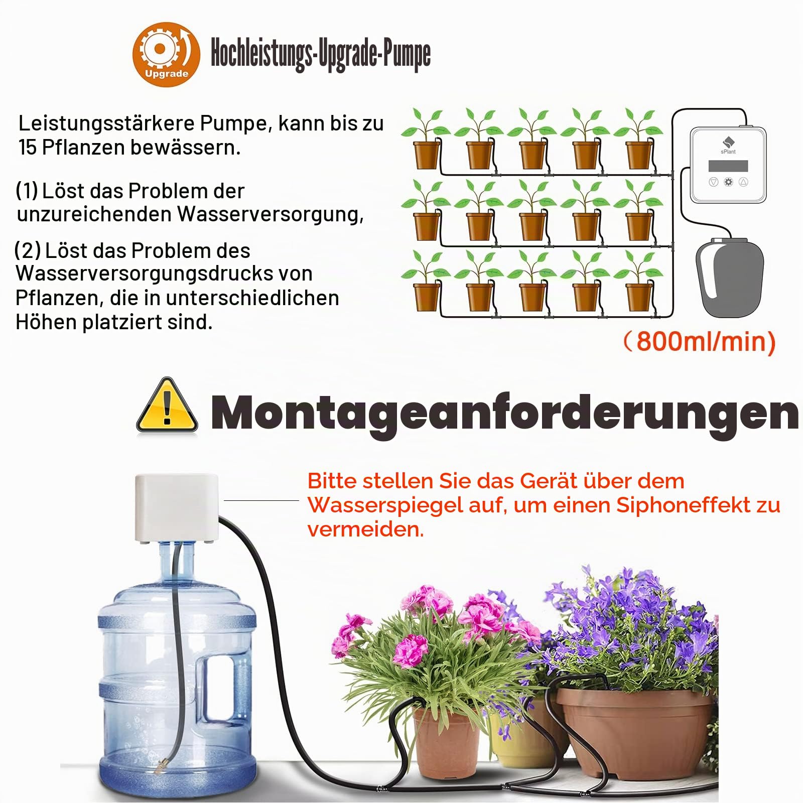 [Verbesserte Pumpe] LCD Automatische Tropfbewässerungs-Kit für 15 Pflanzen, DIY Pflanze Selbstbewässerung System Gerät Digital Programmierbarer Wasser-Timer, Bewässerung für Zimmerpflanzen,