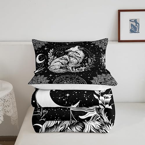 Miniatura 4 de Castle Fairy Juego de edredón de tamaño individual con plantas y animales salvajes, exótico, bohemio, loto misterioso, colección de cama suave,