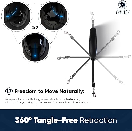 Miniatura 4 de American Kennel Club Correa retráctil para perro, 16.4 pies, sin enredos, agarre ergonómico, freno de una mano, para perros medianos y grandes de