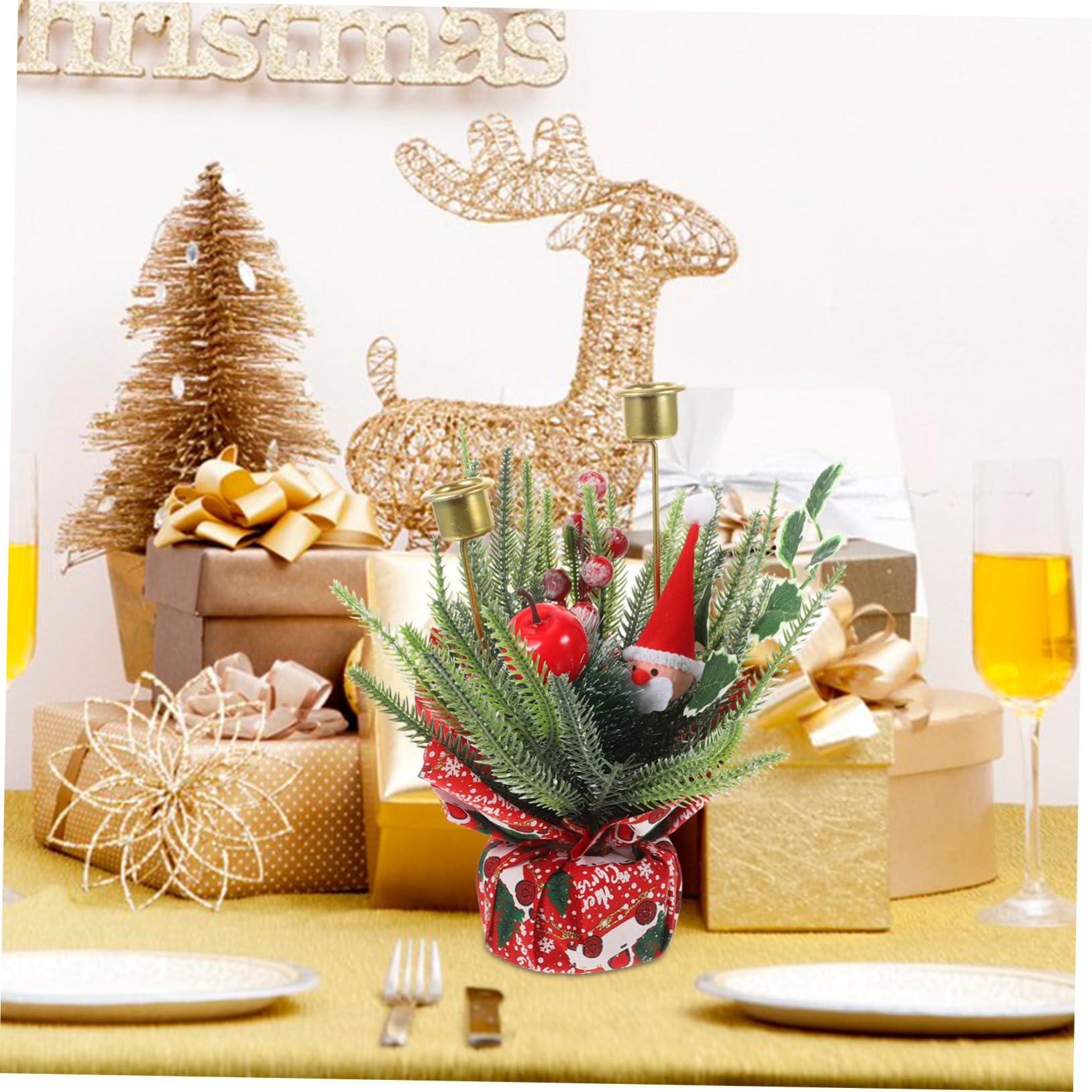 Anneome Portavelas De Navidad Decoración De Frutas Artificiales Centro De Mesa Festivo para Comedor y Oficina
