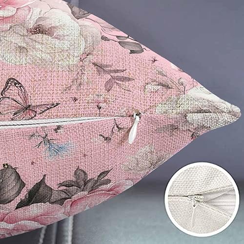 Miniatura 2 de Funda de almohada rectangular rectangular con diseño floral de granja, flores y hojas, acuarela rosa, bol, flor rosa, primavera, algodón, lino,