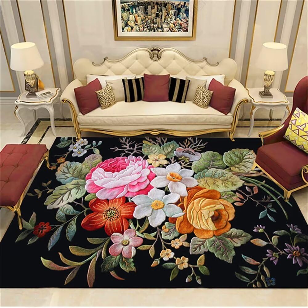 Tapis entrée extérieur tapis d'éveil vert motif fleur 60x90