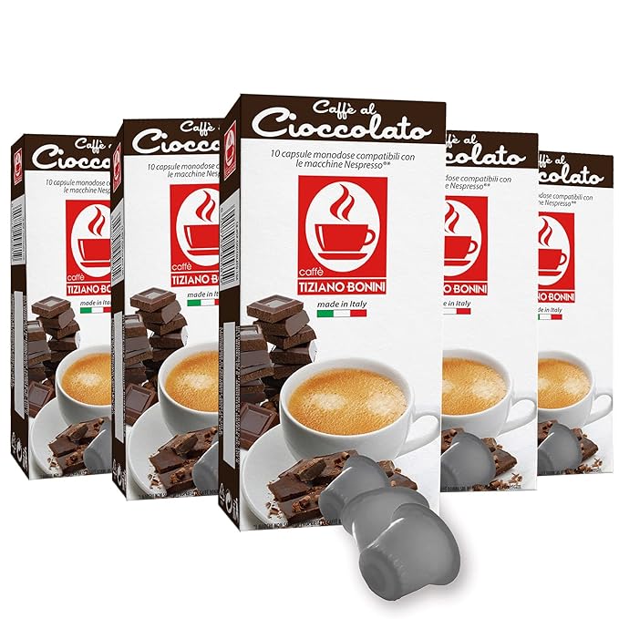Discover a truly satisfying and convenient coffee experience with Caffè al Cioccolato Flavored Nespresso Compatible Capsules. Elevate your coffee routine and savor the harmonious blend of chocolate and espresso in just one simple and convenient pod.