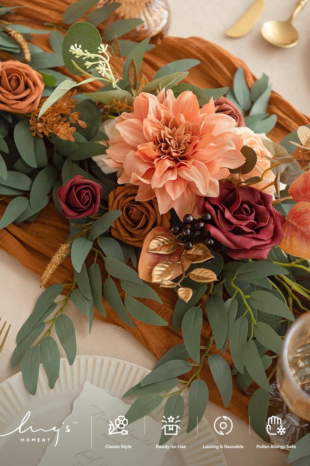 Ling's Moment Italian Ruscus Greenery, 5.9ft Artificial Silk Willow Leaf Garland, Fake Wispy Rustic Vine Stem Swag for Table Centerpieces Wedding Arch Decor, Dark Green