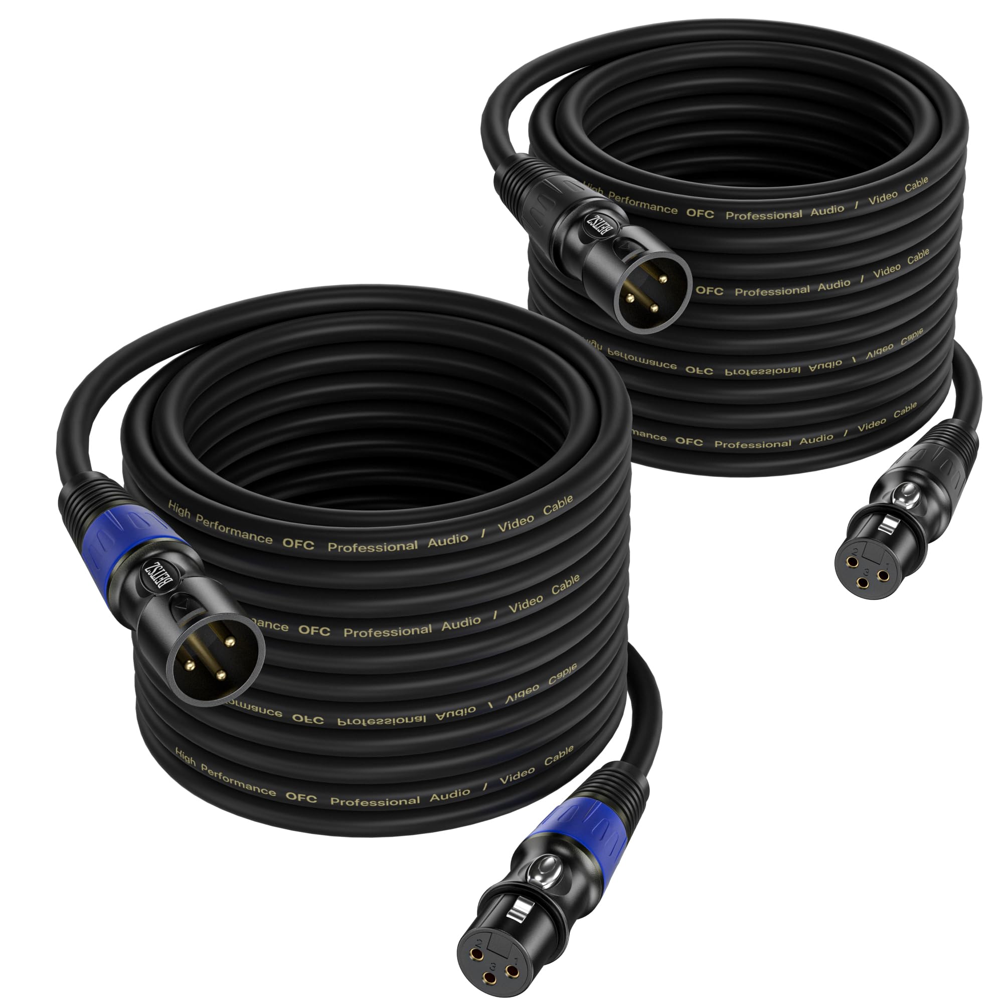 Câble XLR 20m 2 paquet, Câble Microphone XLR Mâle vers Femelle Compatible avec Microphones, Enceint, Consol Mixag, Amplificateur