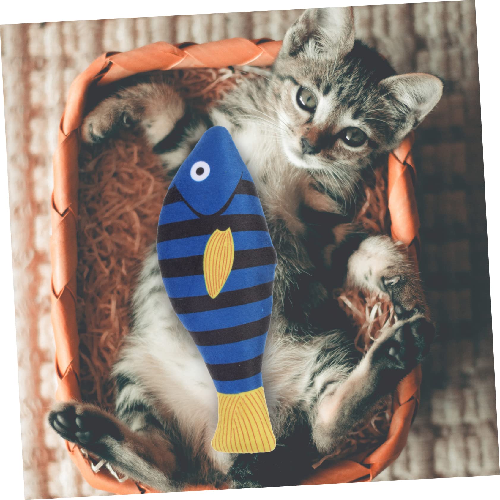 ifundom Jouet en Peluche de Poisson pour Chats D'intérieur Herbe à Chat Naturelle, Jouet à Mâcher pour Chatons pour Stimuler et Divertir