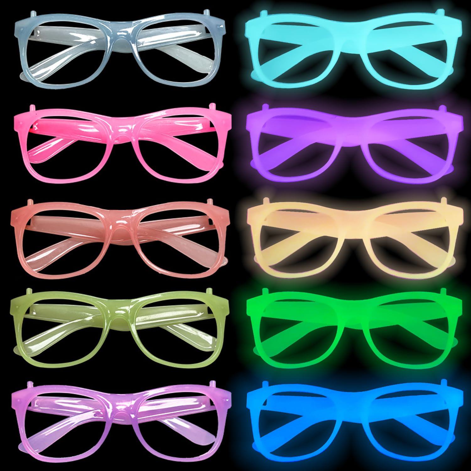 KTBANBANNEY 10 Pack Neon Glow Glasses Party Glasses Glow in The Dark UV Black Light Birthday Wedding Decorations Golw Party Supplies