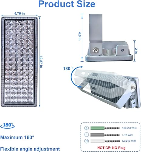Miniatura 7 de Kekeou Luz de inundación LED de 100 W (paquete de 2), luces de inundación LED para exteriores, luces LED de estadio, 11000lm 6500K IP67 luz de